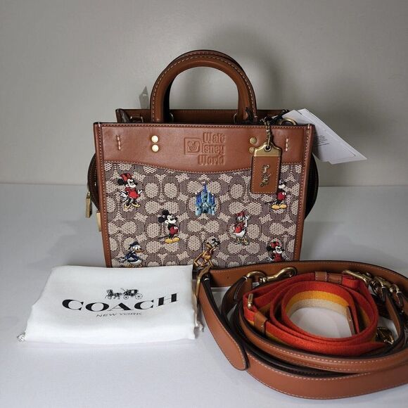 NWT COACH DISNEY C8553 Rogue 25 Textile Jacquard Mickey Mouse Friend Emb… - Picture 1 of 12